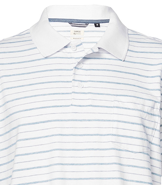 Men's Striped Polo Shirt - White