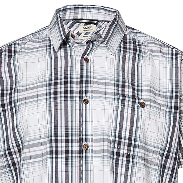 Men's Short Sleeve Check Shirt - Blue 