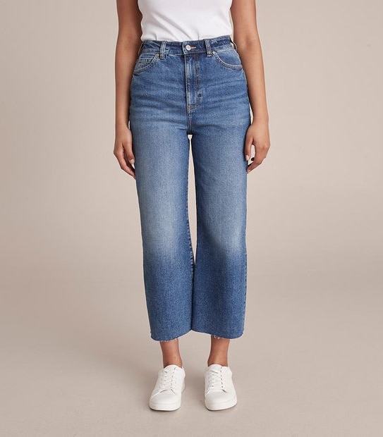 Kelsey Wide Leg High Rise Crop Length Denim Jeans