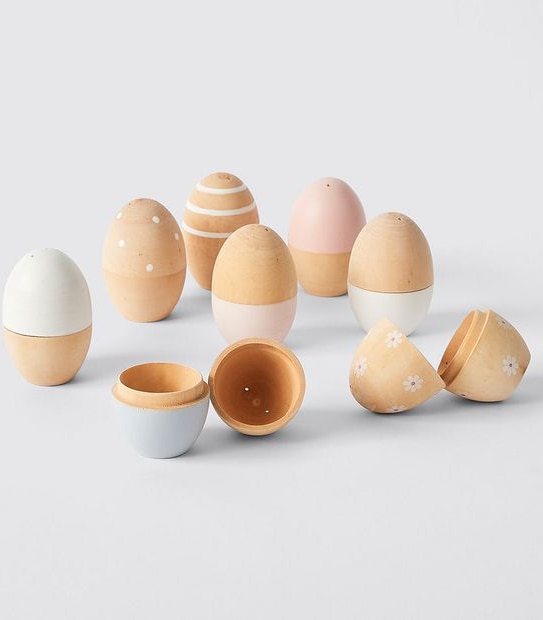 Easter 8 Pack Wooden Fillable Eggs
