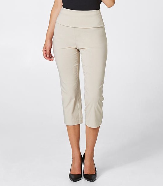 Bengaline Foldover Waist Crop Pants