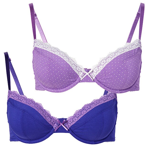 Lily Loves 2 Pack Bras - Purple Spot