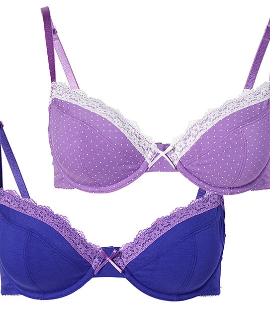 Lily Loves 2 Pack Bras - Purple Spot