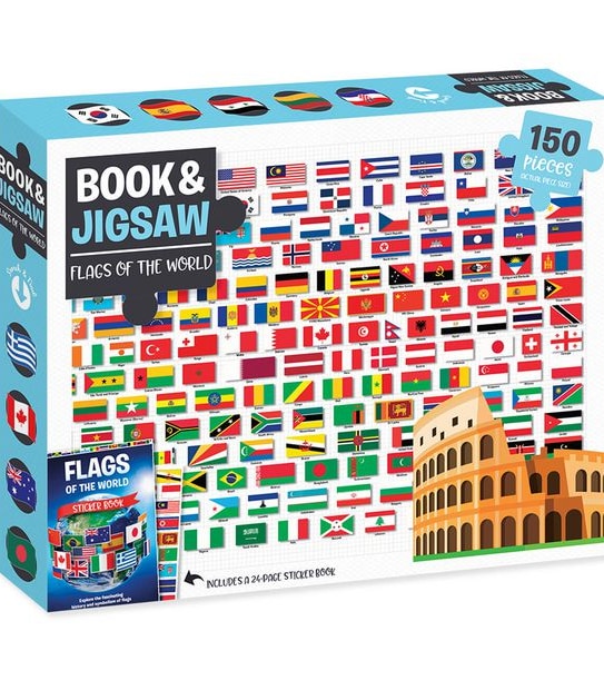 Book And 150-Piece Jigsaw: Flags Of The World