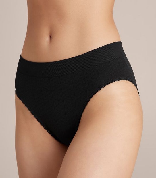 Pointelle High Waisted Bikini Briefs - Lily Loves - Black