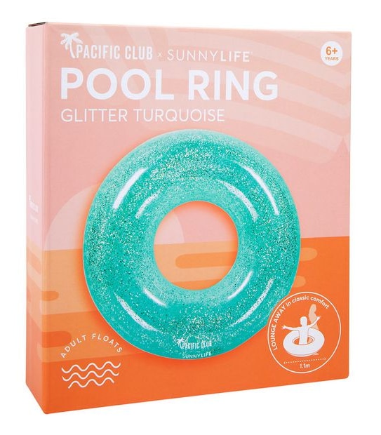 Pacific Club X Sunnylife Pool Ring - Glitter Turquoise