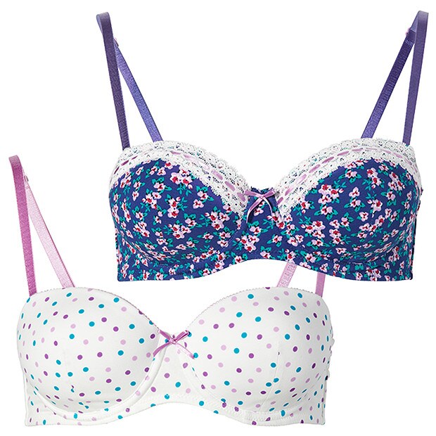 Lily Loves 2 Pack Balconette Bras - Purple Floral