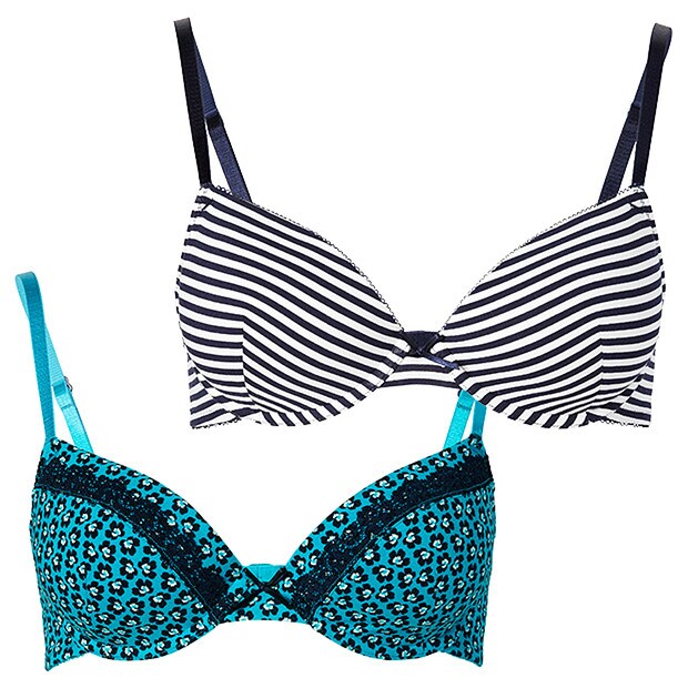 Lily Loves 2 Pack Plunge Bras - Teal/Navy Lily Loves 2 Pack Plunge Bras - Teal/Navy
