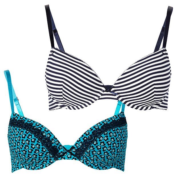 Lily Loves 2 Pack Plunge Bras - Teal/Navy