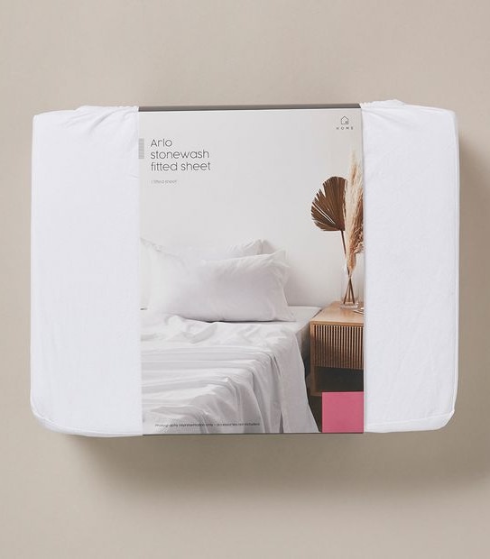 Arlo Stonewash Fitted Sheet - White