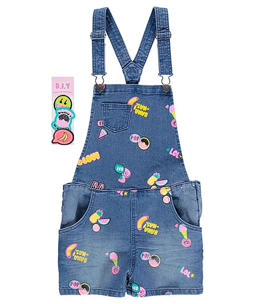 Girls' Patch Playsuit With Bonus Iron On Patches