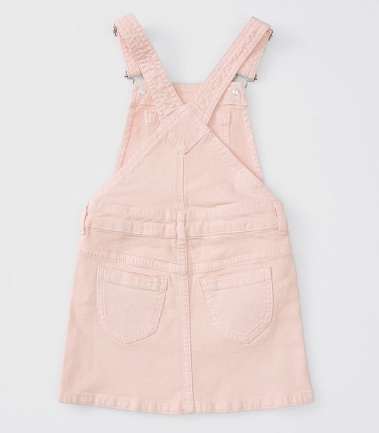 Girls Denim Pinafore - Pink