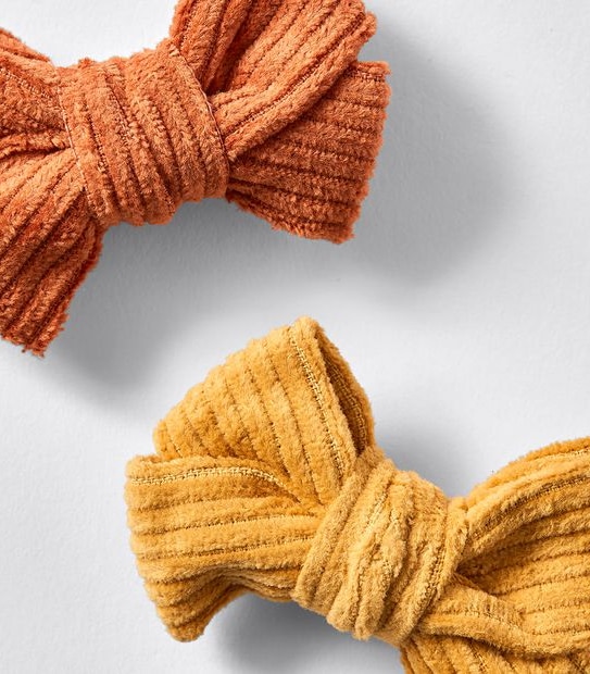 2 Pack Cord Bow Hair Clips