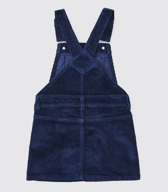 Girls Cord Pinafore - Navy Blue