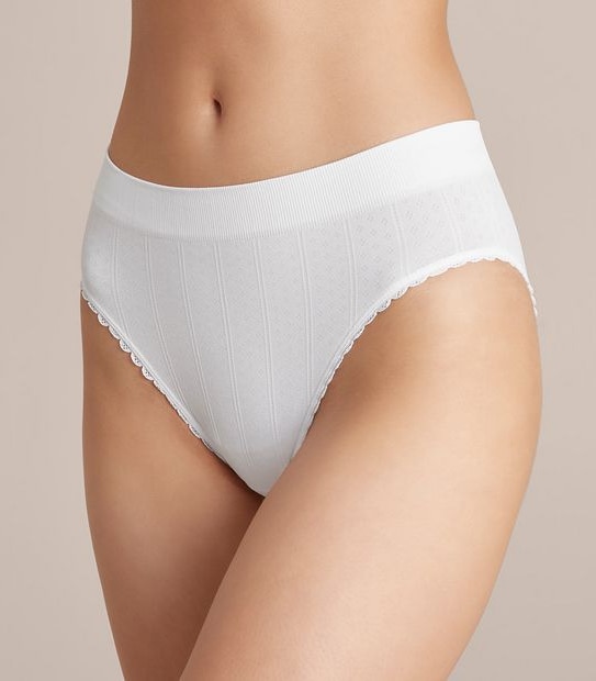 Pointelle High Waisted Bikini Briefs - Lily Loves - White