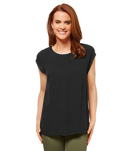 Split Back Shell Top - Black | Target Australia