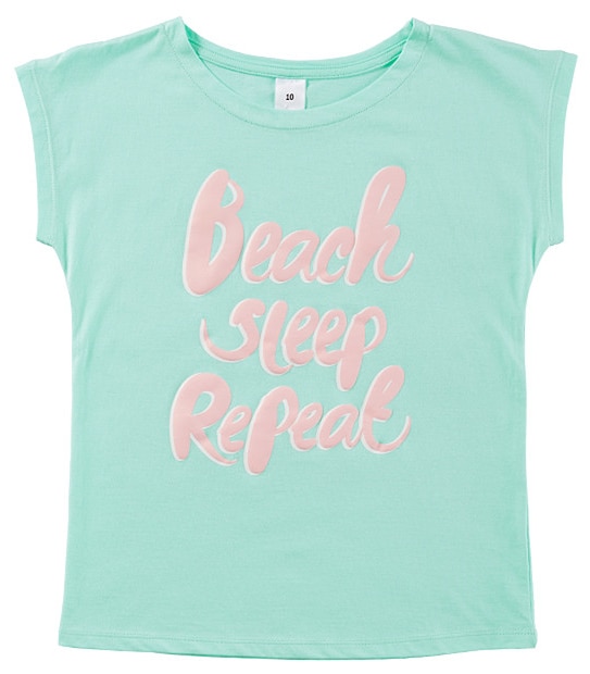 Girls' Short Sleeve Beach Text Print T-Shirt