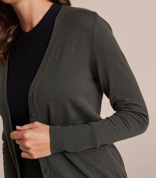 Preview Merino Wool V-Neck Button Through Cardigan