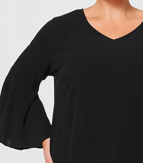 Belle Curve Flare Sleeve Top -Black