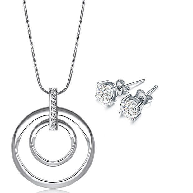Mestigé Pendant & Earring Set With Swarovski® Crystals - Silver Mestigé Pendant & Earring Set With Swarovski® Crystals - Silver