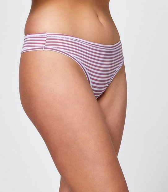 Lily Loves 3 Pack Lyocell G-String Briefs - Smokey Violet Stripe