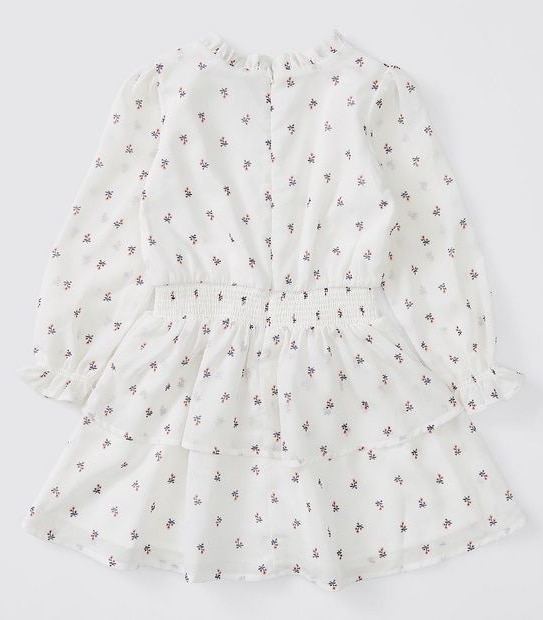 Chiffon Floral Dress - White