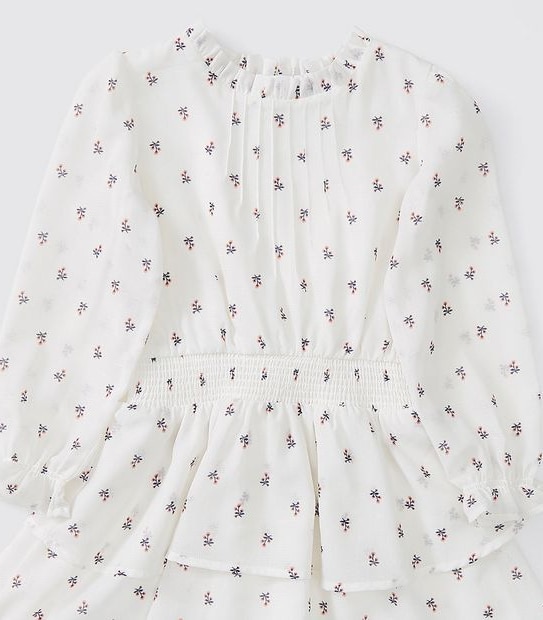 Chiffon Floral Dress - White