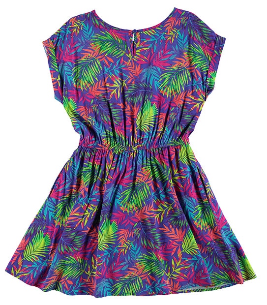 Girls' Tropical Leaf Print Dress
