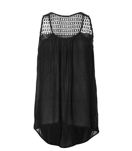 Crochet Detail Tank - Black