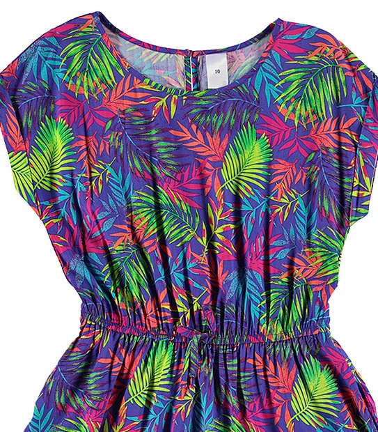 Girls' Tropical Leaf Print Dress