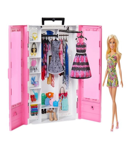 Barbie Fashionistas Ultimate Closet Portable Fashion Toy with Doll,  Clothing, Accessories and Hangers, Gift for 3 Years Old and Up