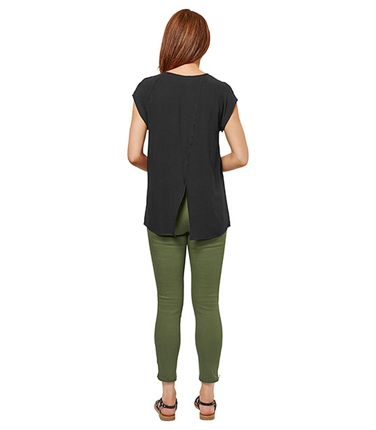 Split Back Shell Top - Black