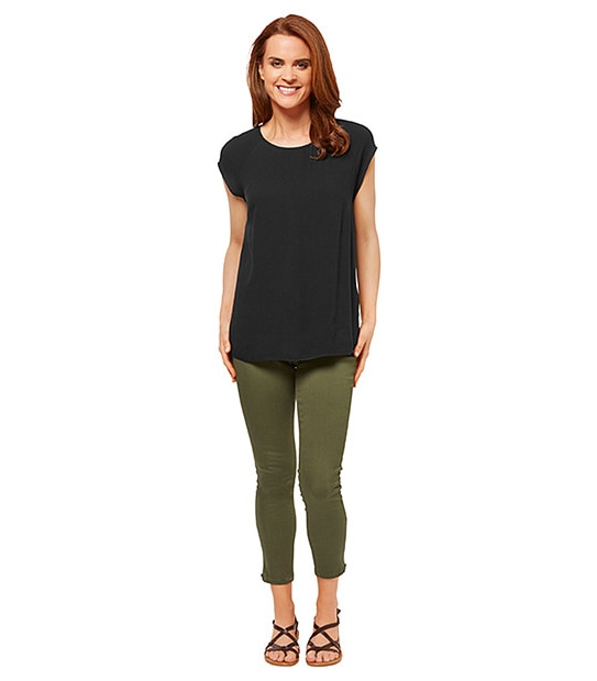 Split Back Shell Top - Black