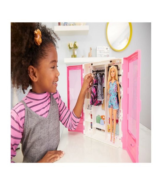 Barbie Fashionistas Ultimate Closet Portable Fashion Toy with Doll,  Clothing, Accessories and Hangers, Gift for 3 Years Old and Up