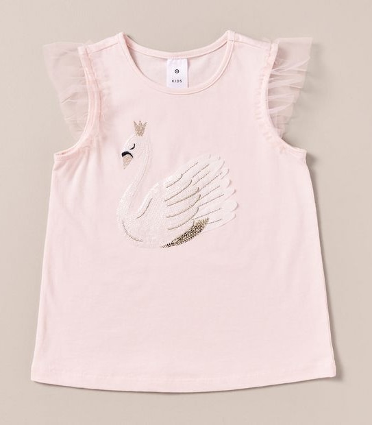 Sequin Swan Tulle Tank