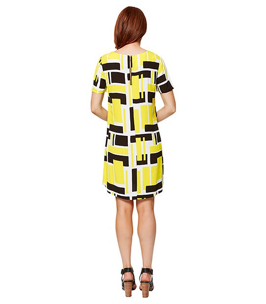 Crepe Shift Dress - Block Print