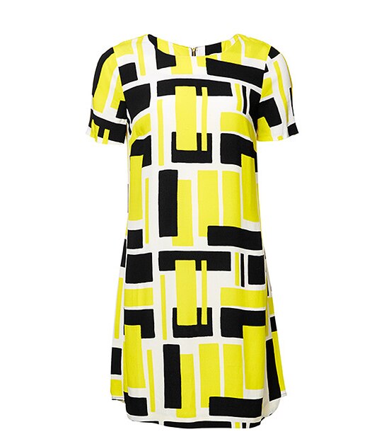 Crepe Shift Dress - Block Print