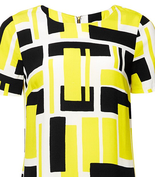Crepe Shift Dress - Block Print