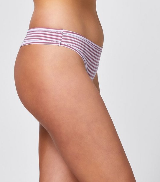 Lily Loves 3 Pack Lyocell G-String Briefs - Smokey Violet Stripe