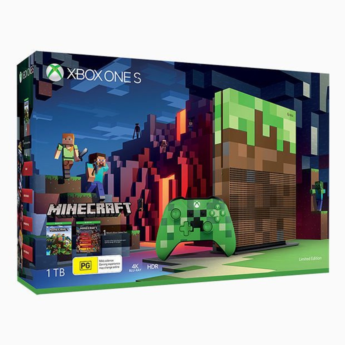 xbox one s 1tb minecraft limited edition console bundle