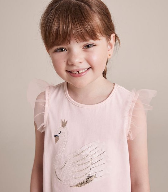 Sequin Swan Tulle Tank