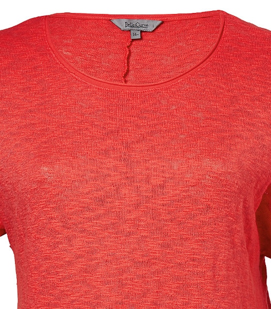 Belle Curve Textured T-Shirt - Hibiscus 5 of 5