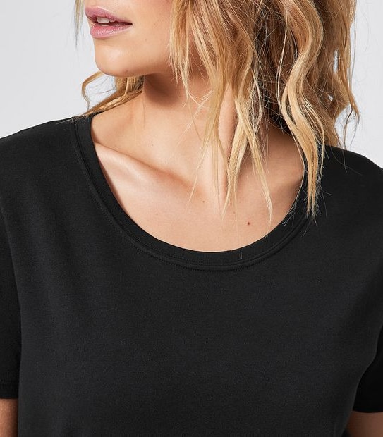 Organic Cotton Short Sleeve Knit Waisted Dress - Black