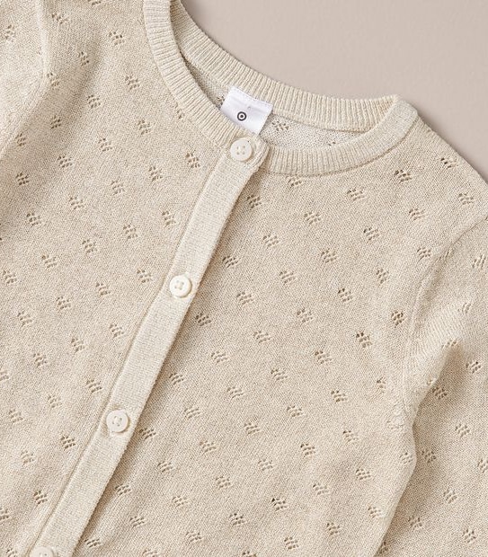 Metallic Pointelle Knit Cardigan