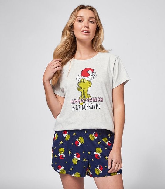 Dr Seuss Mama Grinch Shorts and T-Shirt Sleep Set