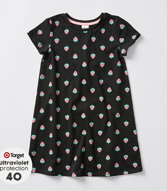 Short Sleeve Strawberry T-Shirt Dress