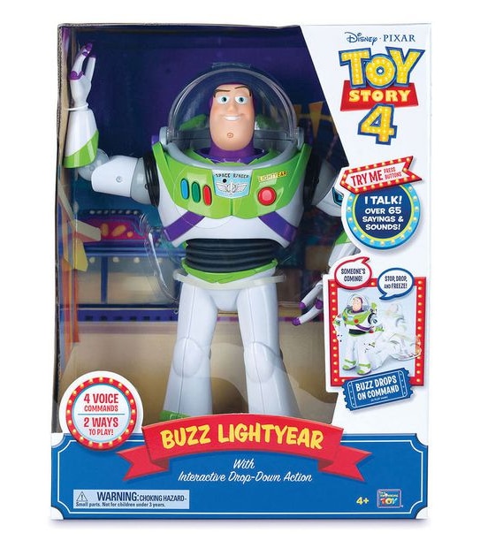 Disney Pixar Toy Story 4 Talking Buzz Lightyear With Interactive Drop-Down Action Feature Figure