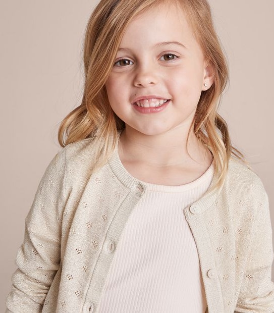 Metallic Pointelle Knit Cardigan