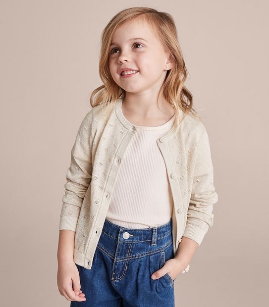 Metallic Pointelle Knit Cardigan