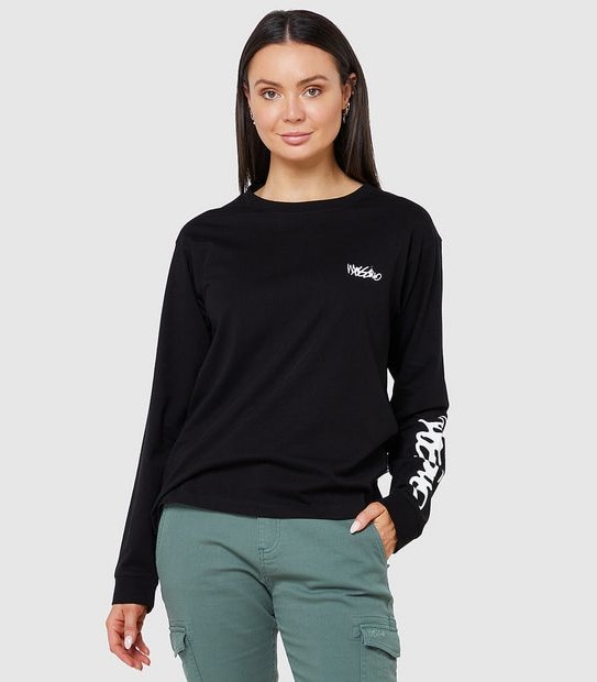 Mossimo Core Script Long Sleeve T-Shirt - Black